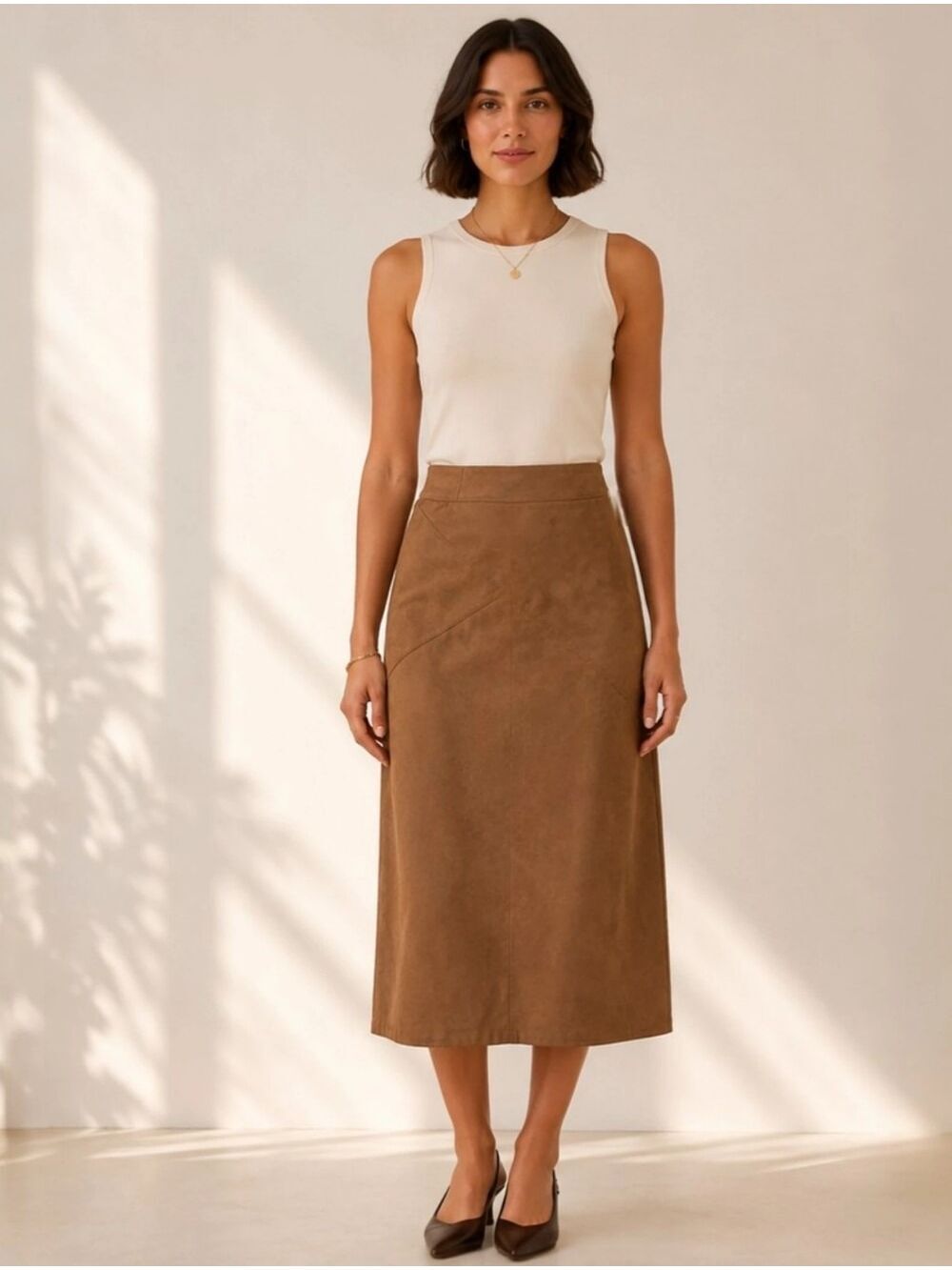 Chico's Faux Suede Midi Skirt | Size 2 (Chico's 00 XS)